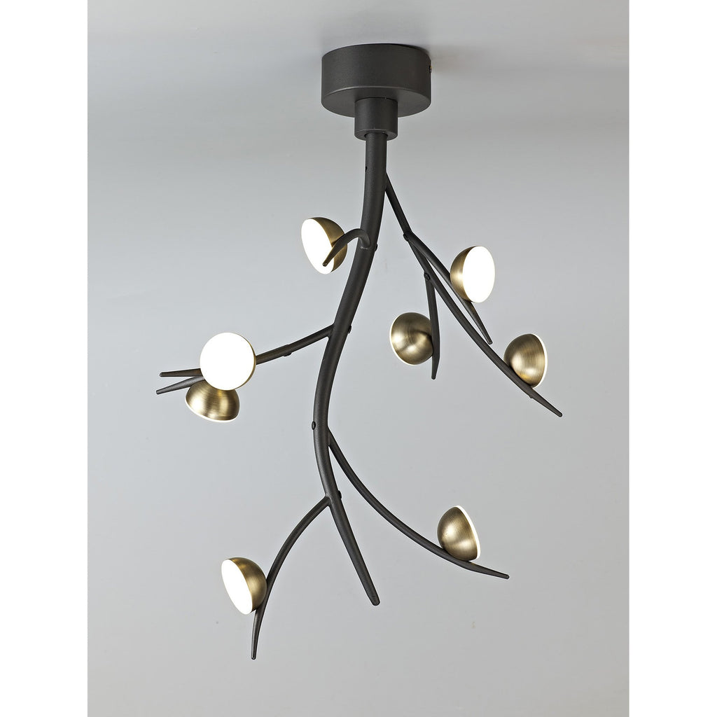 NL71809 Kingly 8 Light Ceiling Pendant LED Black/Antique Brass