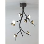 NL71809 Kingly 8 Light Ceiling Pendant LED Black/Antique Brass
