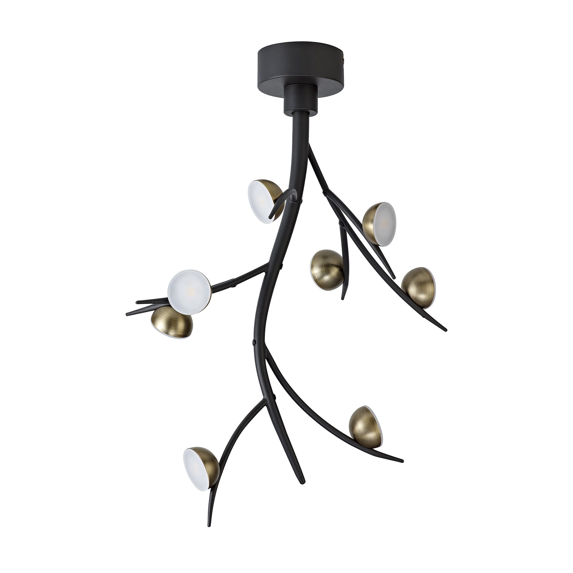 NL71809 Kingly 8 Light Ceiling Pendant LED Black/Antique Brass