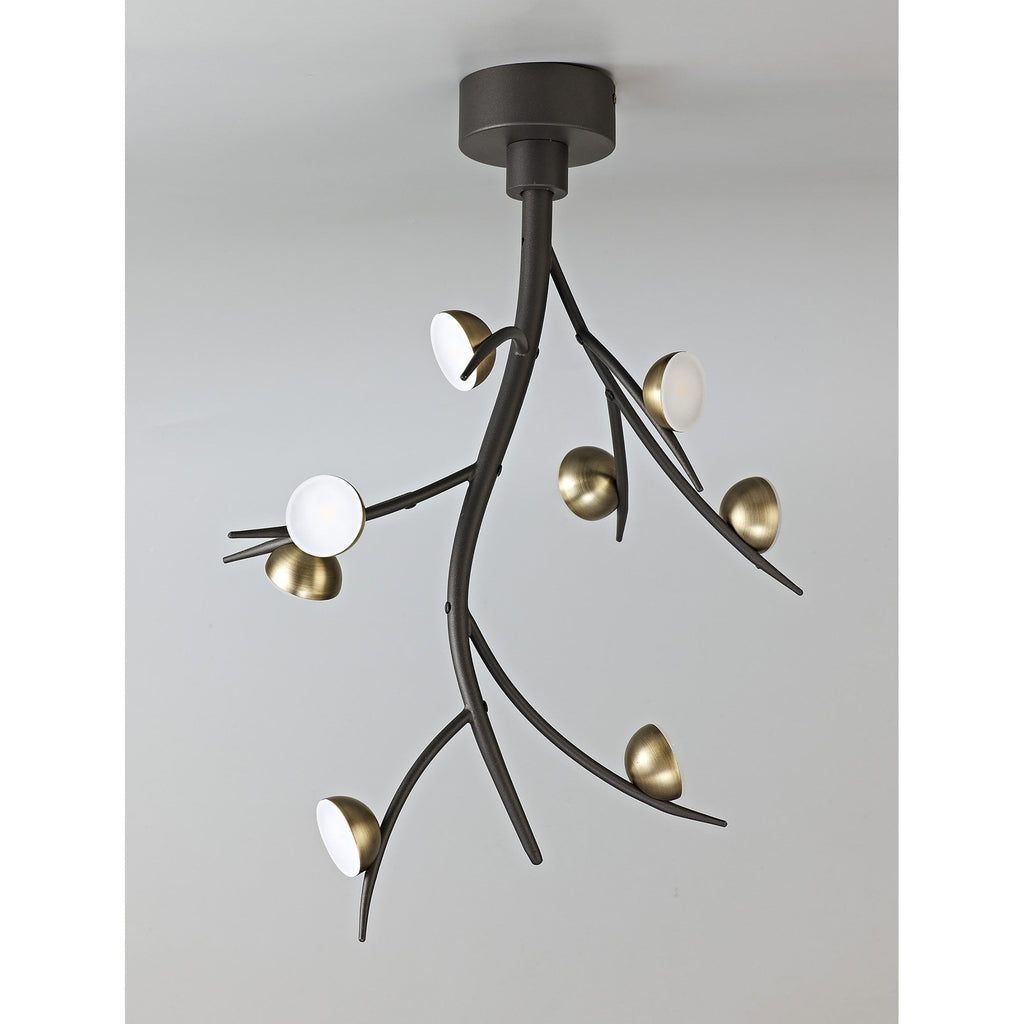 NL71809 Kingly 8 Light Ceiling Pendant LED Black/Antique Brass