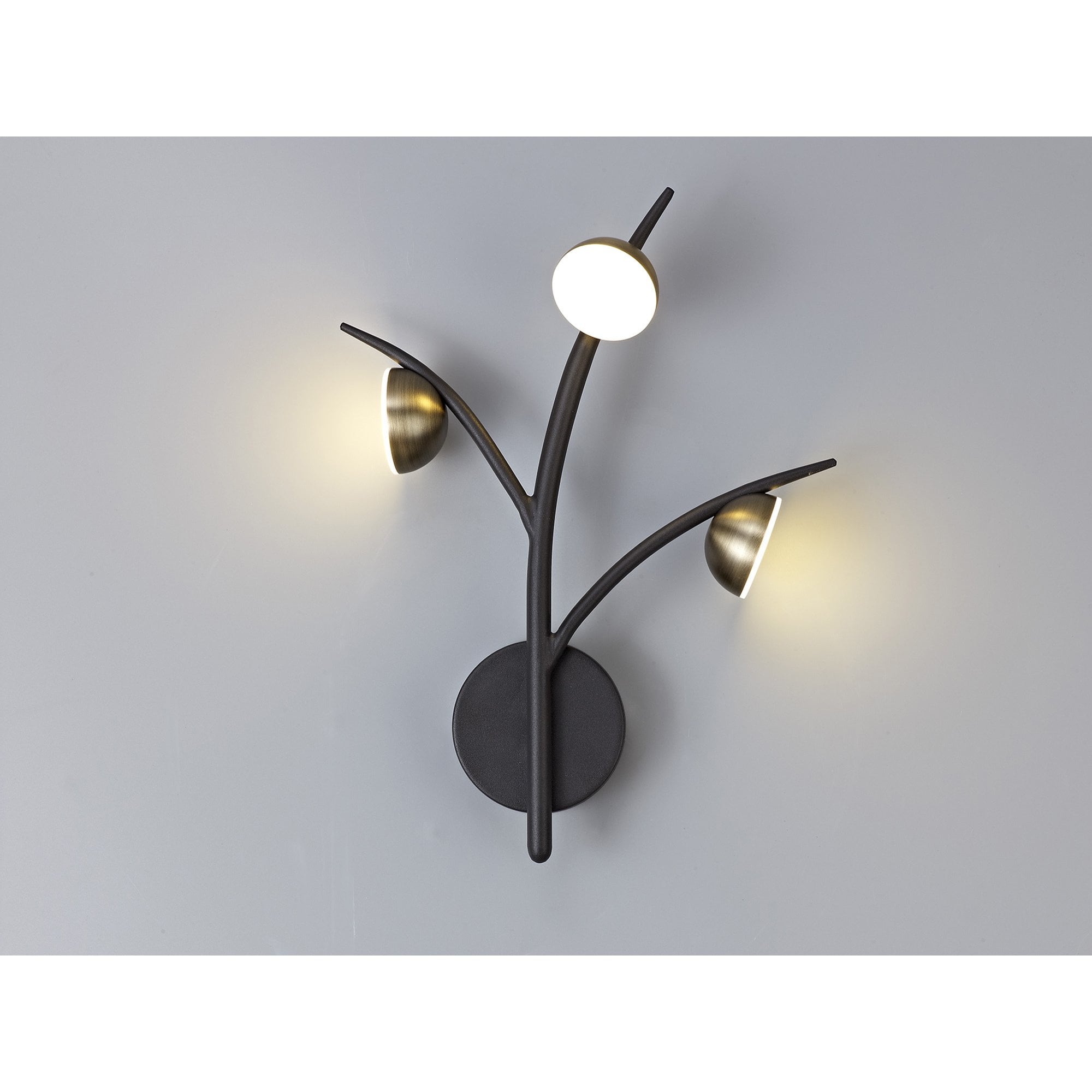 NL71819 Kingly 3 Light Wall Lamp LED Black/Antique Brass