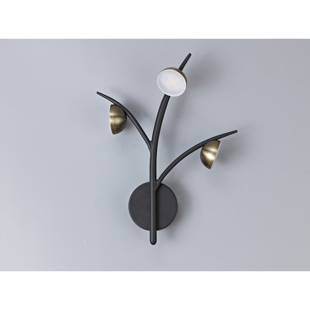 NL71819 Kingly 3 Light Wall Lamp LED Black/Antique Brass