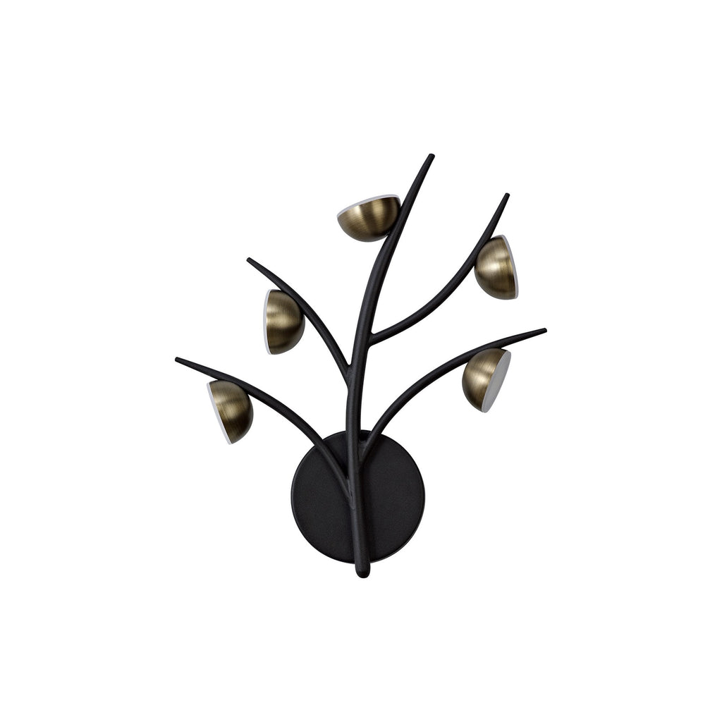NL71829 Kingly 5 Light Wall Lamp LED Black/Antique Brass