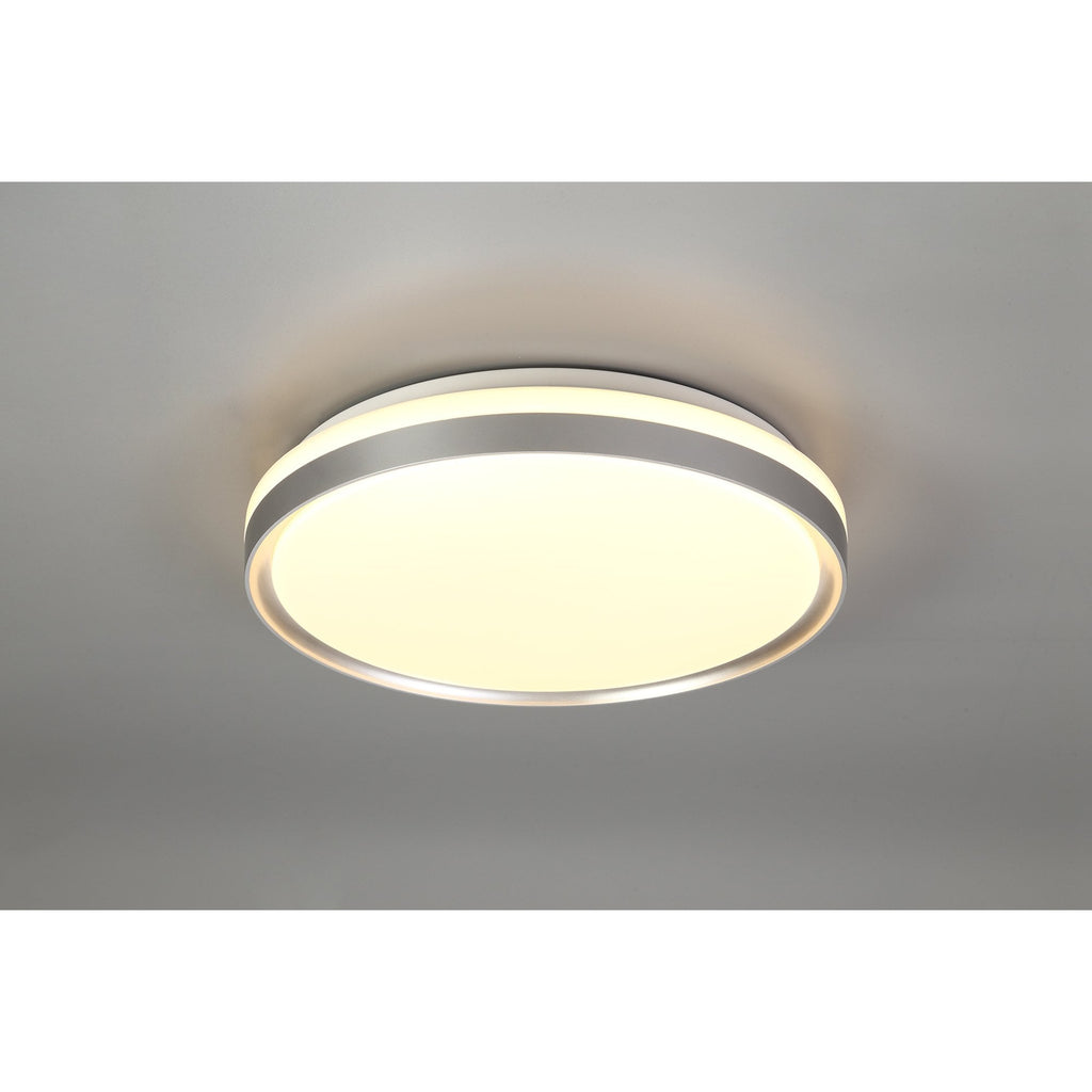 NL77619 Kingsley Bathroom Ceiling  Light 39cm LED Dimmable Silver/White Acrylic