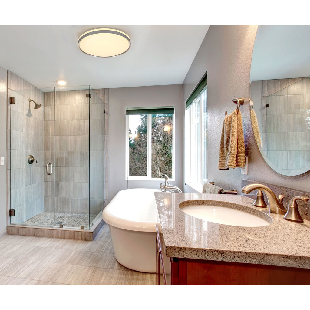 NL77619 Kingsley Bathroom Ceiling  Light 39cm LED Dimmable Silver/White Acrylic