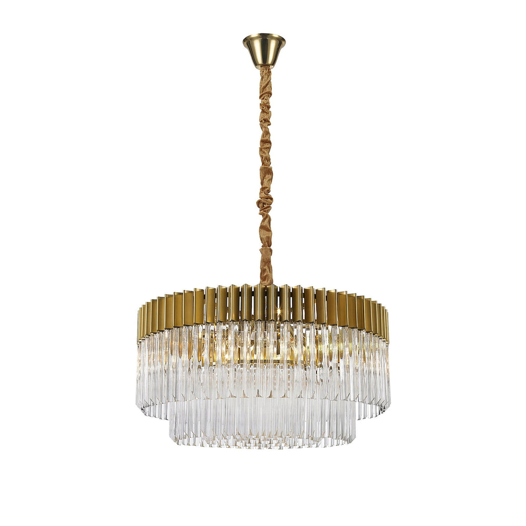 NL73499 Vienna Pendant Round 12 Light Brass/Glass