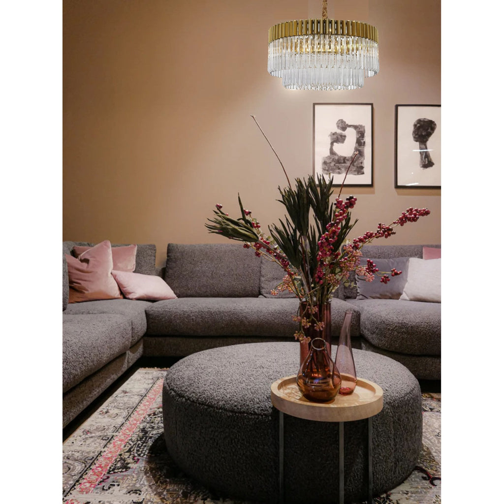 NL73499 Vienna Pendant Round 12 Light Brass/Glass