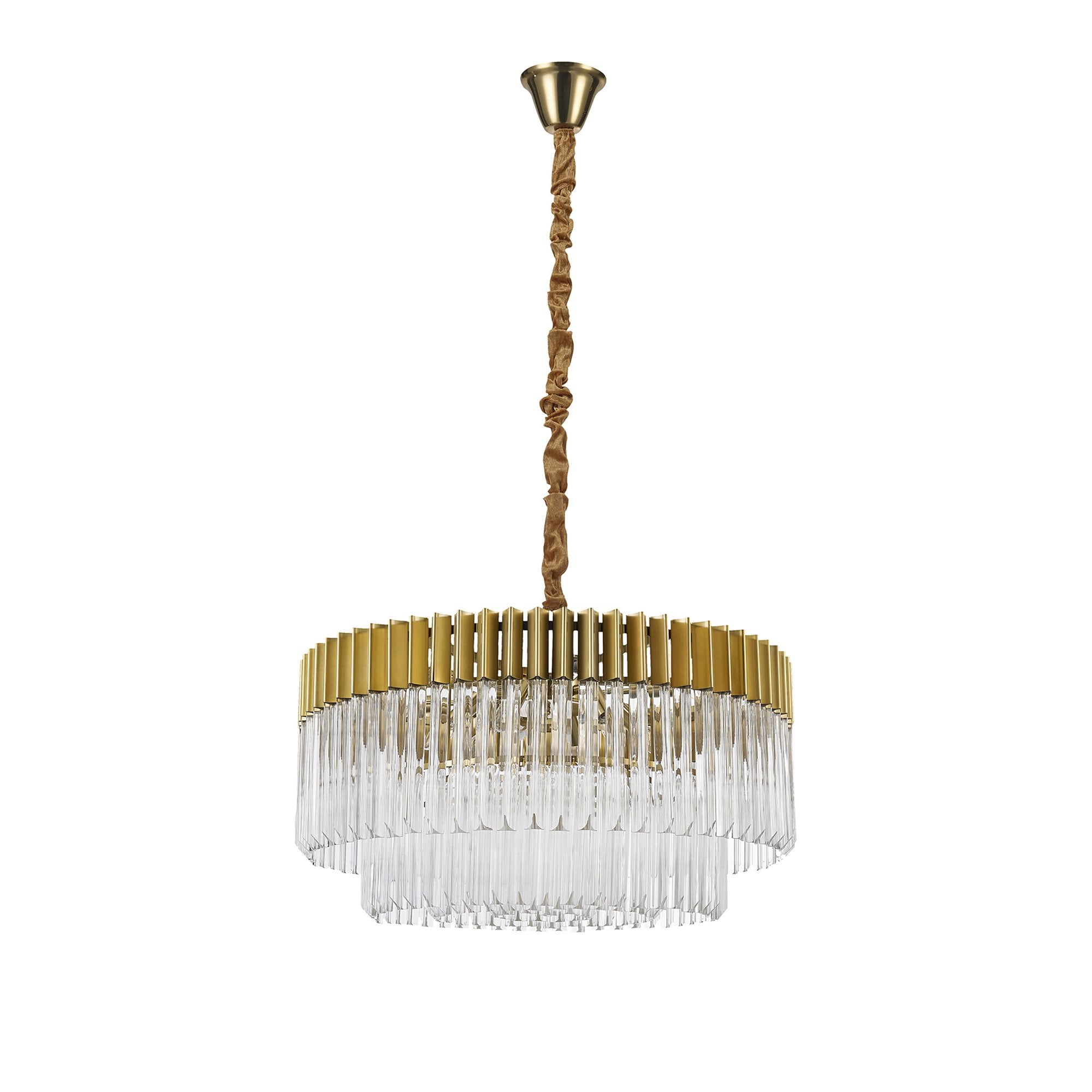 NL73499 Vienna Pendant Round 12 Light Brass/Glass