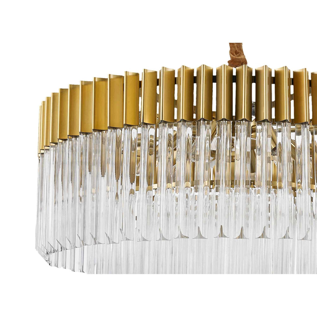 NL73499 Vienna Pendant Round 12 Light Brass/Glass