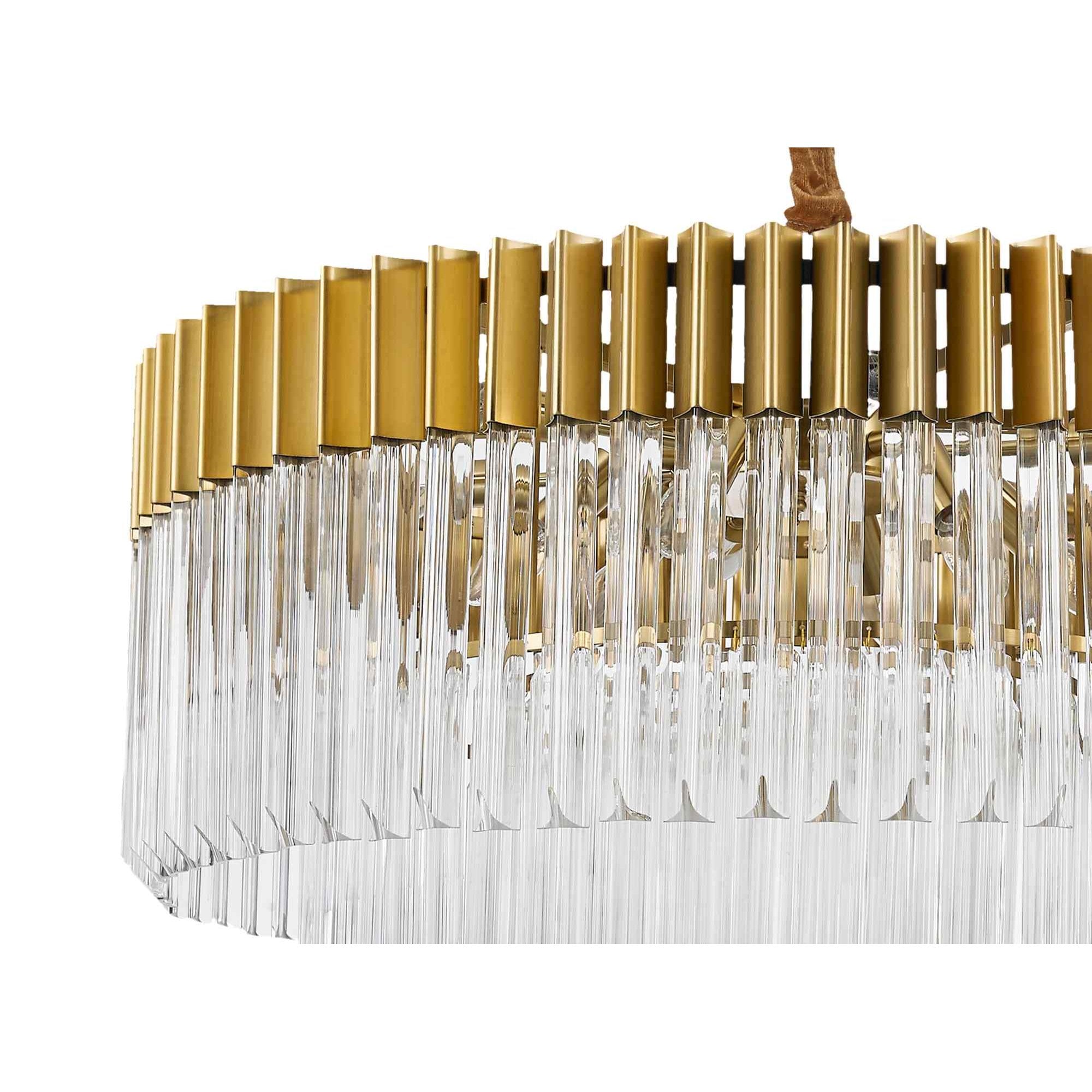 NL73499 Vienna Pendant Round 12 Light Brass/Glass