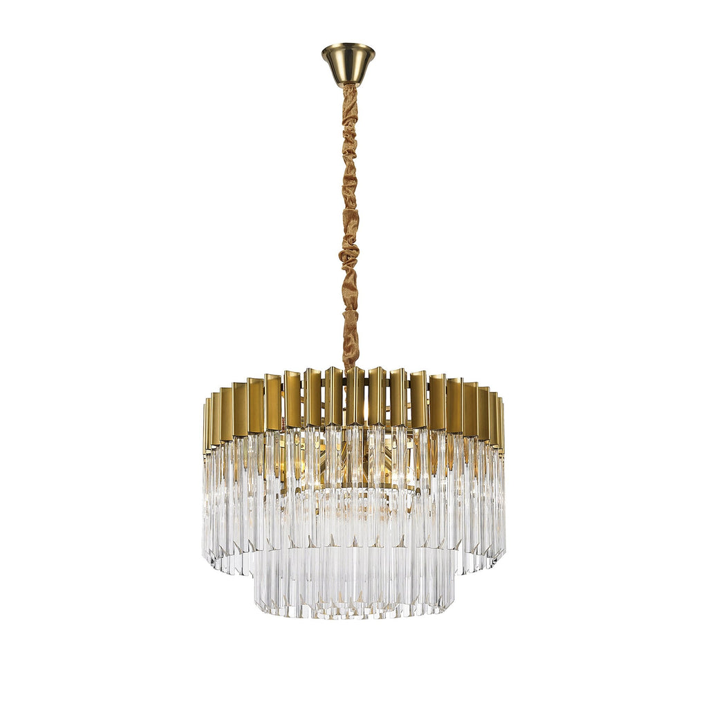 NL73509 Vienna Pendant Round 8 Light Brass/Glass