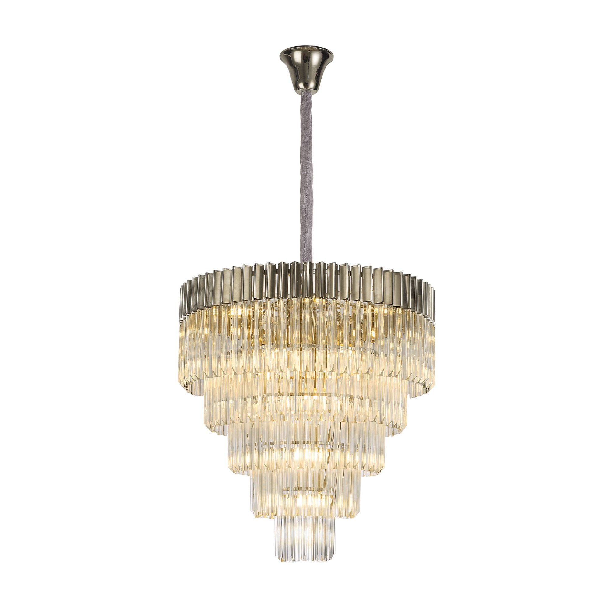 NL73729 Vienna Pendant Round 5 Tier 19 Light Polished Nickel Clear Glass