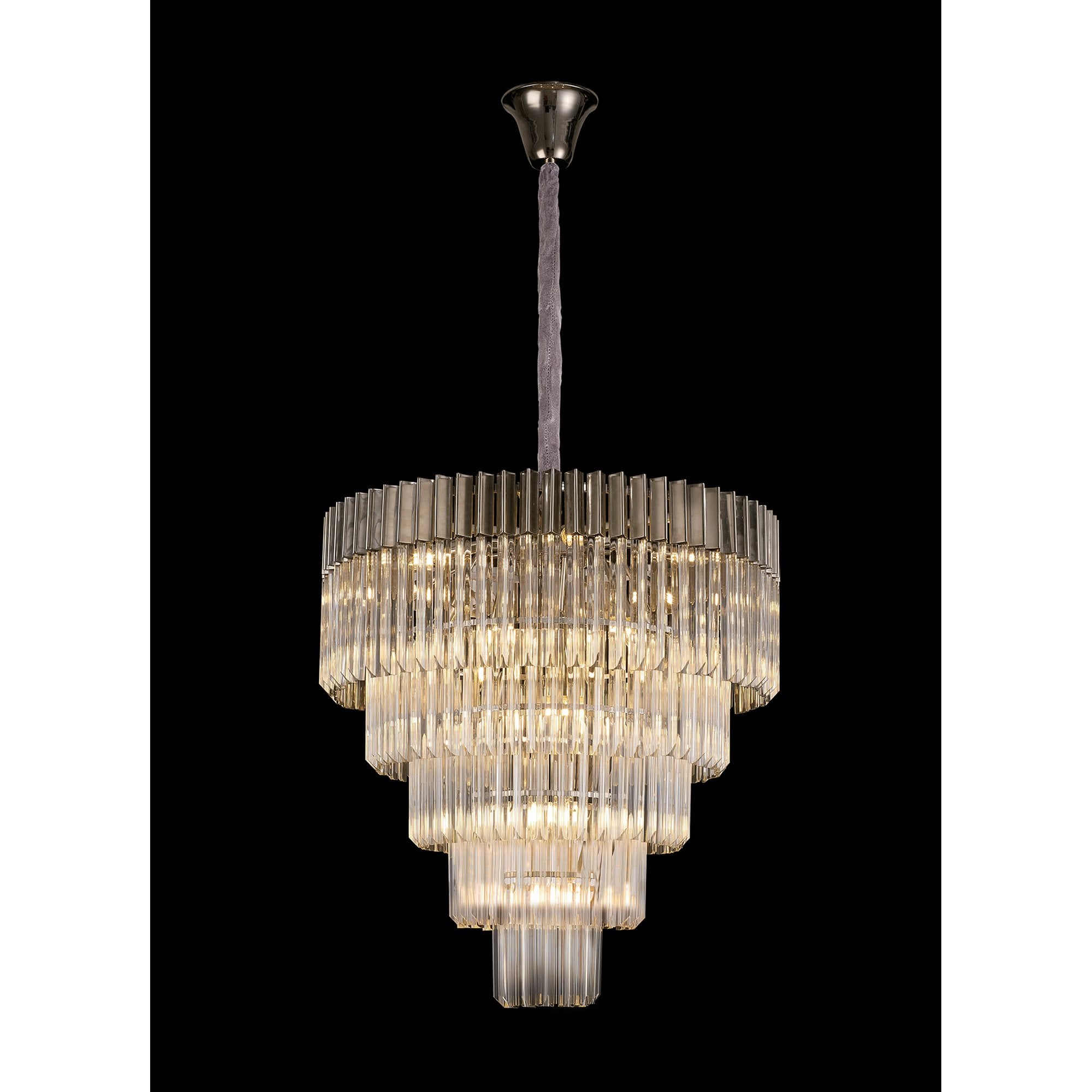 NL73729 Vienna Pendant Round 5 Tier 19 Light Polished Nickel Clear Glass