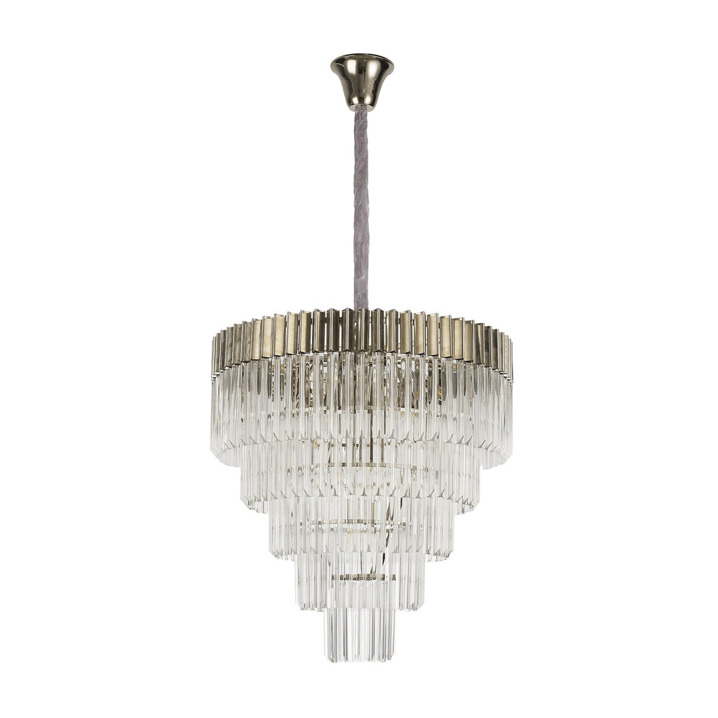 NL73729 Vienna Pendant Round 5 Tier 19 Light Polished Nickel Clear Glass