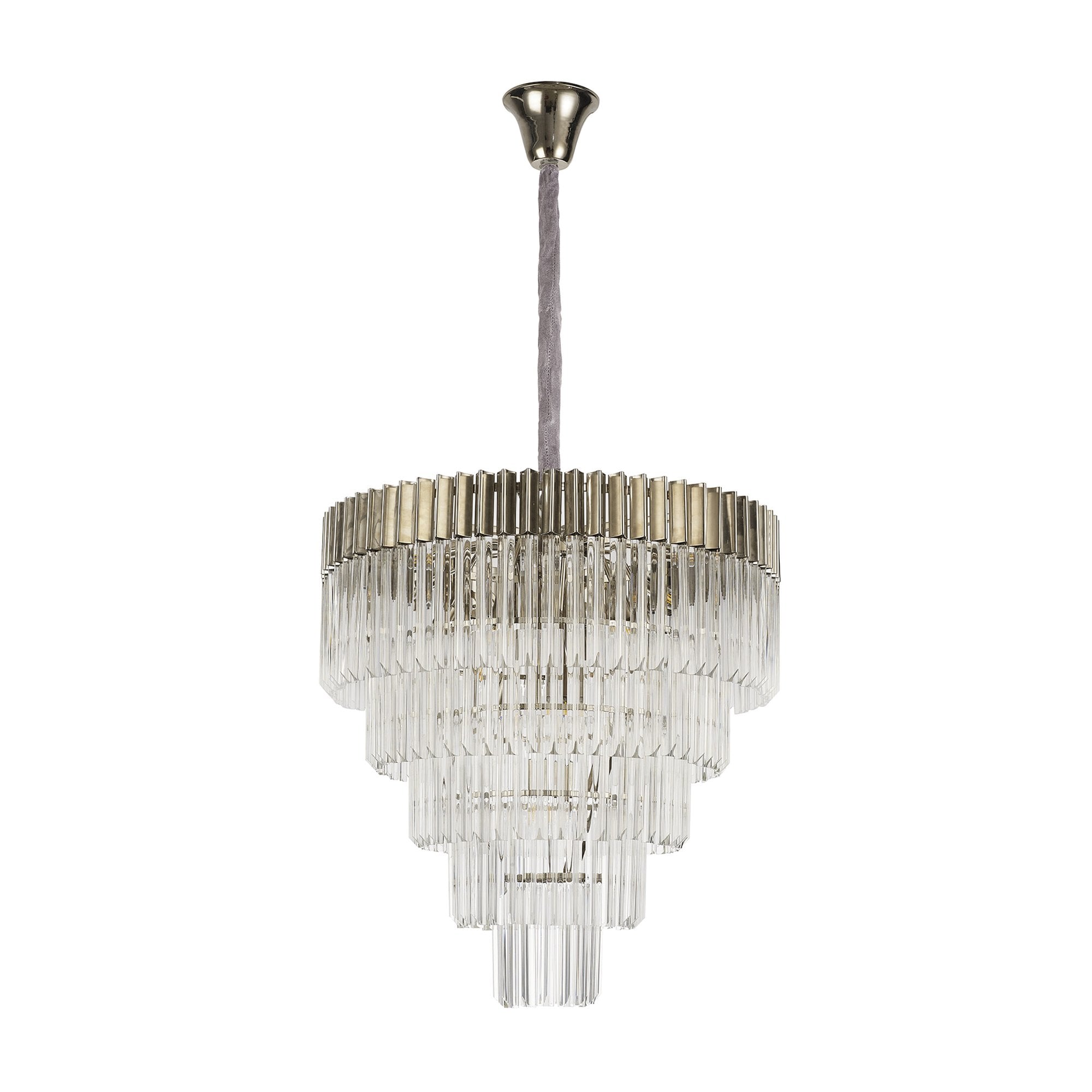 NL73729 Vienna Pendant Round 5 Tier 19 Light Polished Nickel Clear Glass