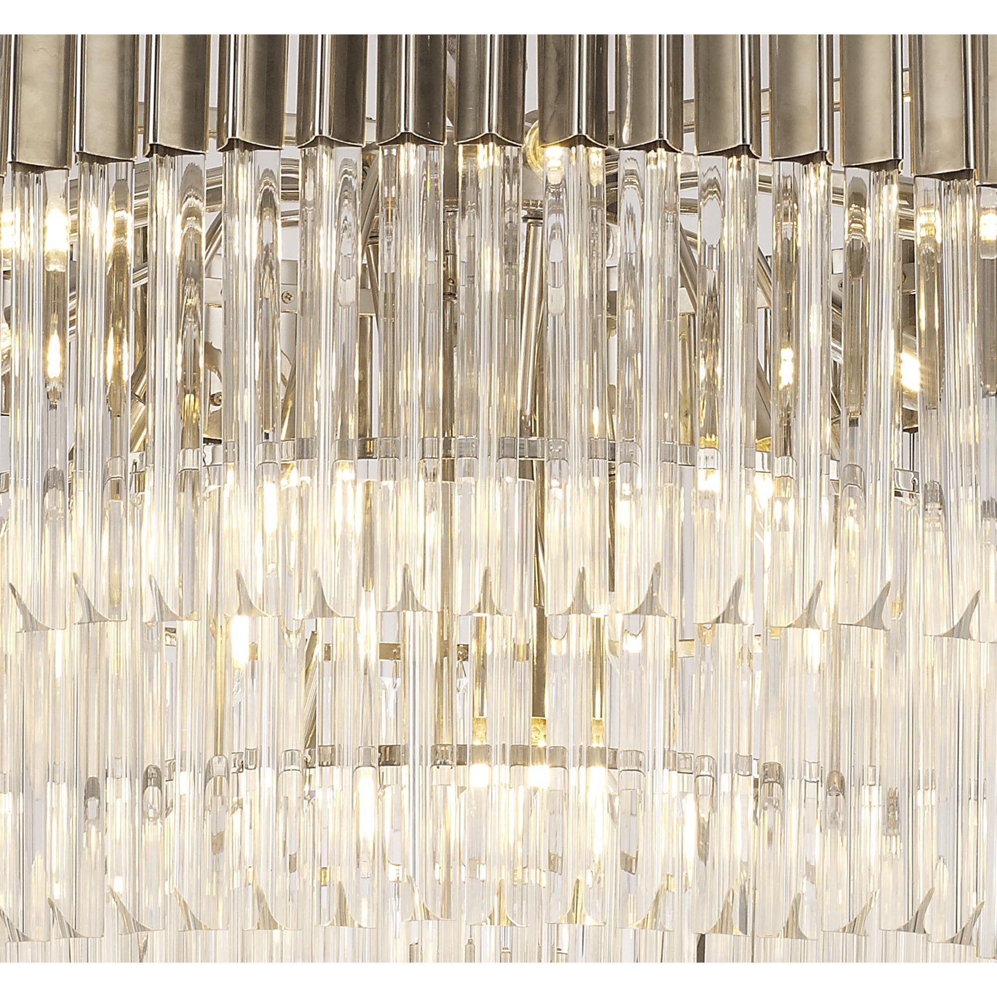 NL73729 Vienna Pendant Round 5 Tier 19 Light Polished Nickel Clear Glass