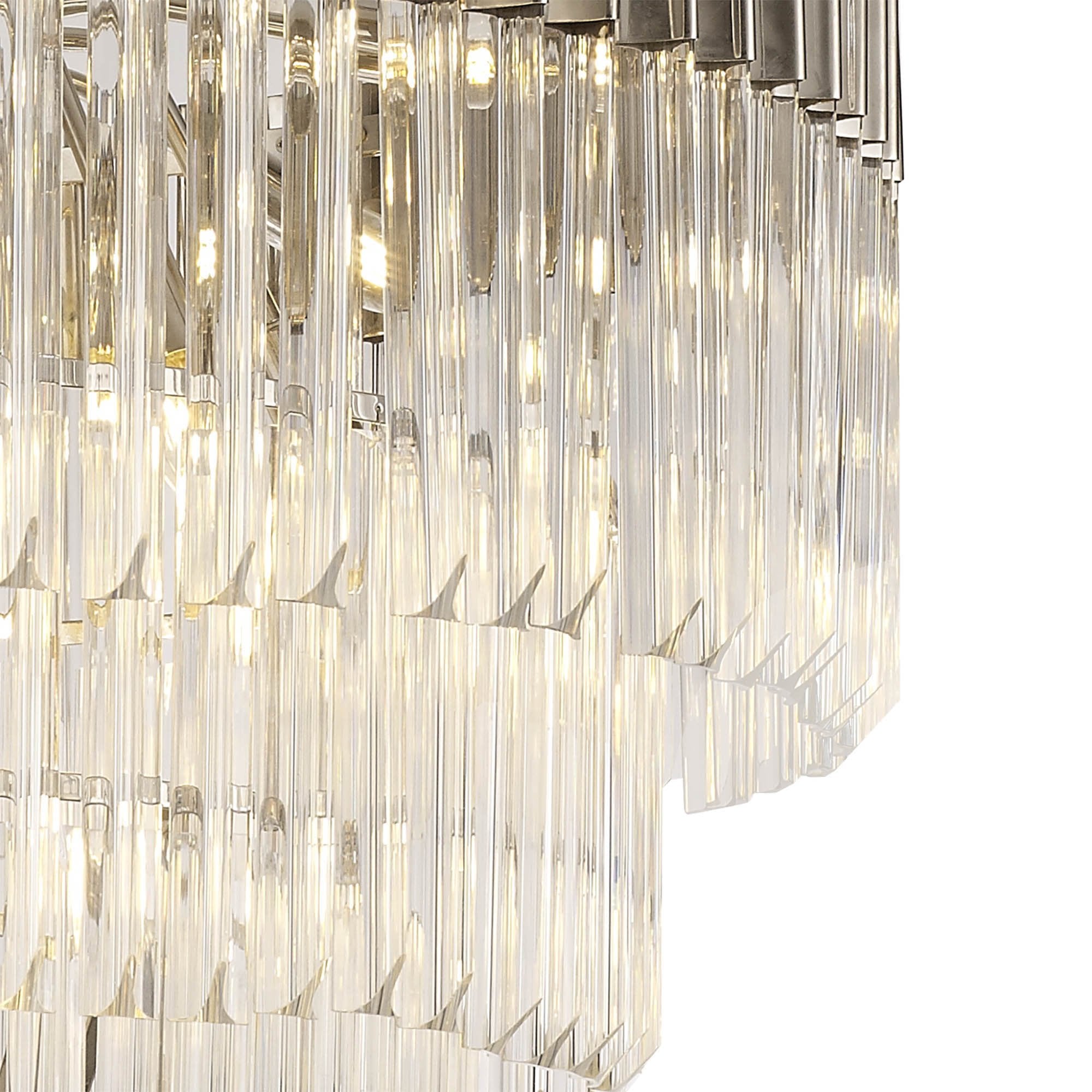 NL73729 Vienna Pendant Round 5 Tier 19 Light Polished Nickel Clear Glass
