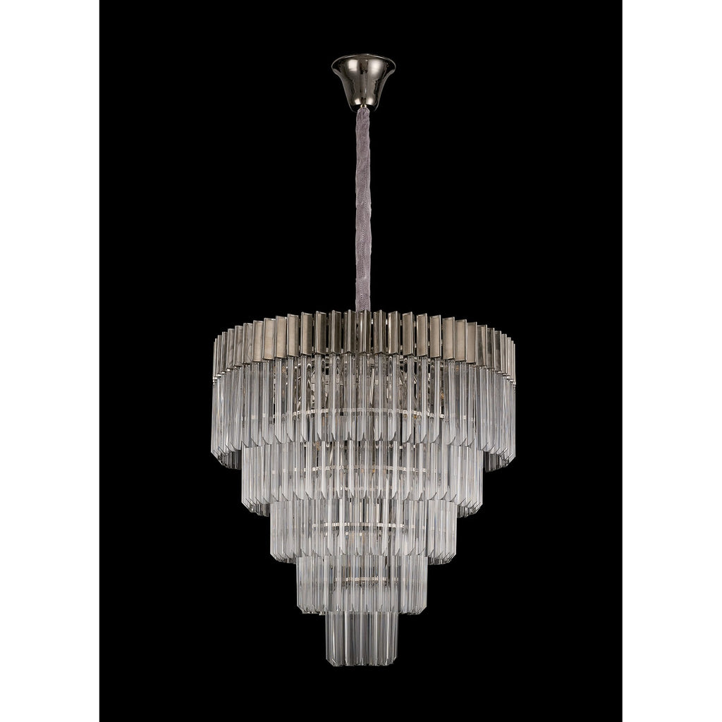 NL73729 Vienna Pendant Round 5 Tier 19 Light Polished Nickel Clear Glass