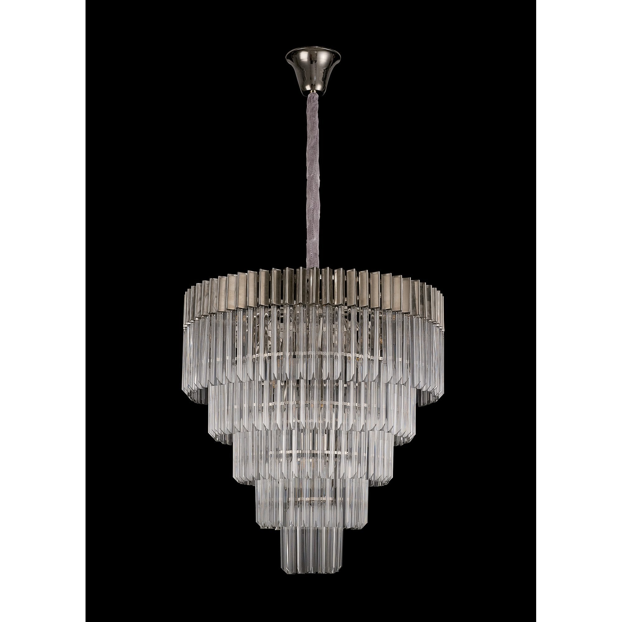 NL73729 Vienna Pendant Round 5 Tier 19 Light Polished Nickel Clear Glass