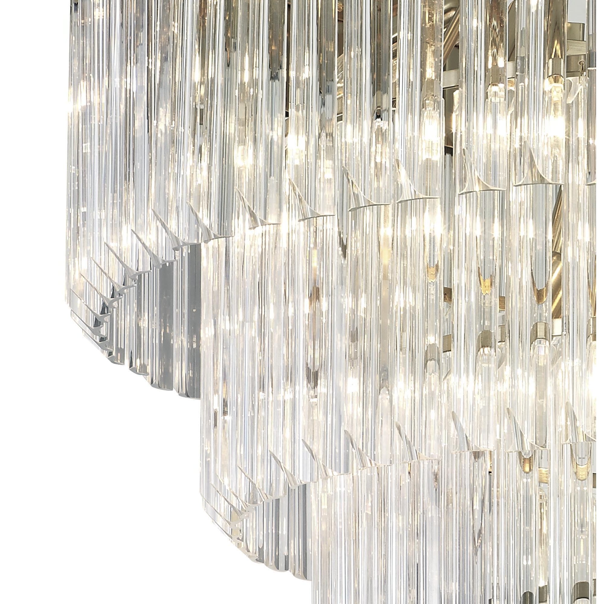 NL82309 Vienna Pendant Round 5 Tier 18 Light Brass/Clear Glass