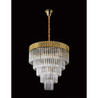 NL82309 Vienna Pendant Round 5 Tier 18 Light Brass/Clear Glass