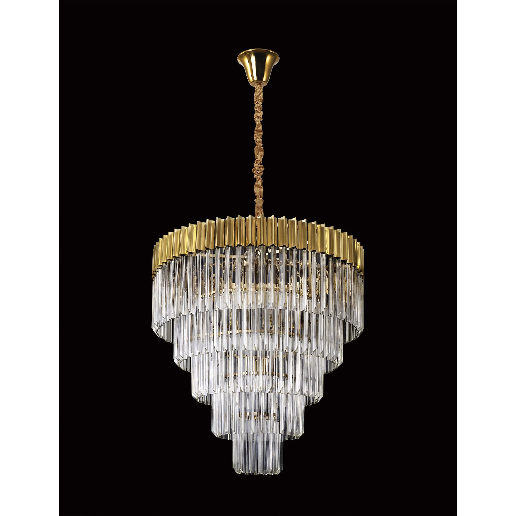 NL82309 Vienna Pendant Round 5 Tier 18 Light Brass/Clear Glass