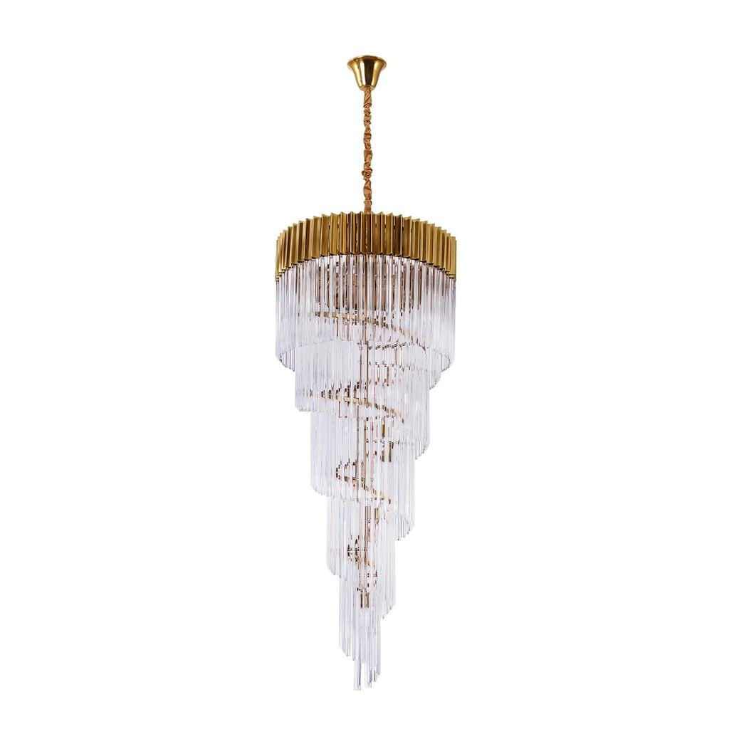 NL82319 Vienna Pendant Round 5 Tier 23 Light Brass/Clear Glass