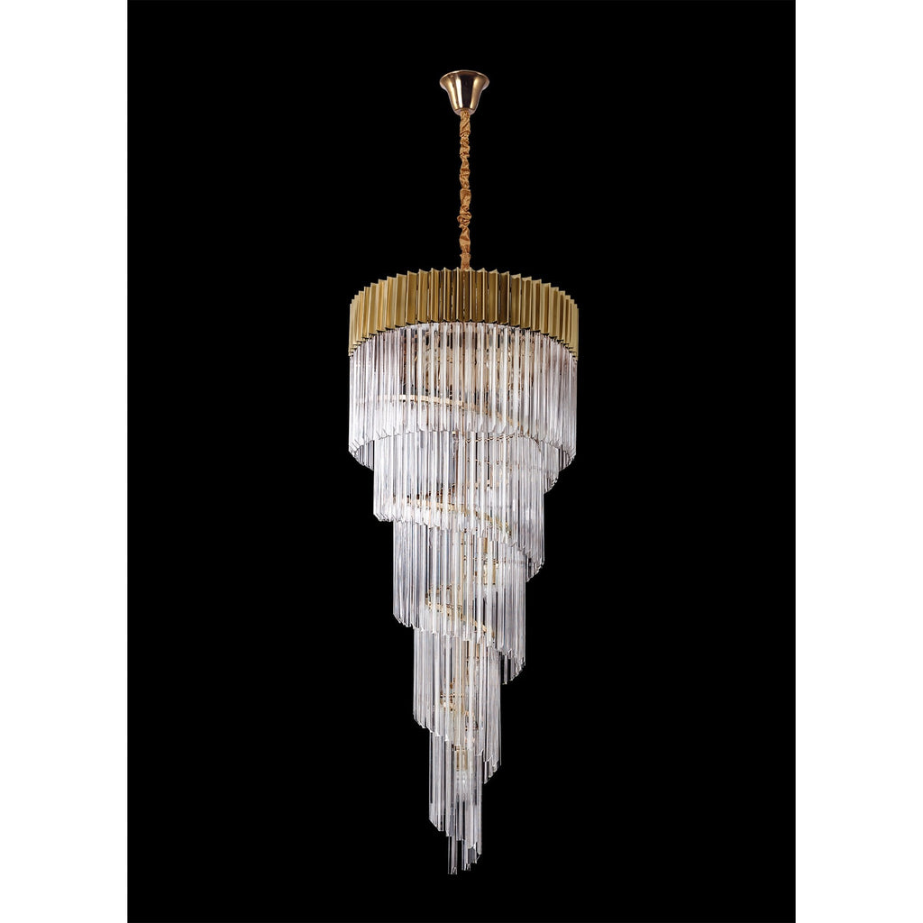 NL82319 Vienna Pendant Round 5 Tier 23 Light Brass/Clear Glass