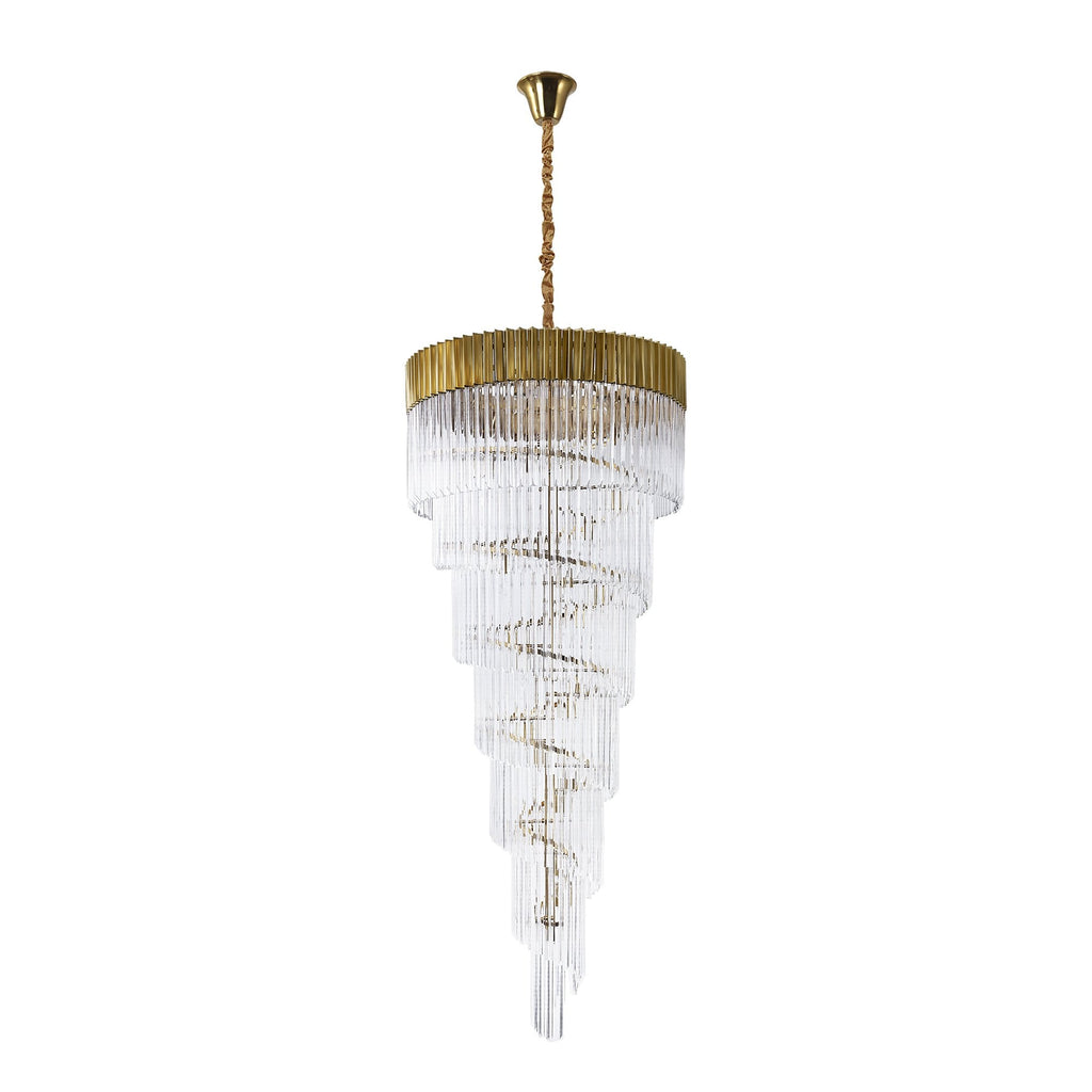 NL82329 Vienna Pendant Round 7 Tier 31 Light Brass/Clear Glass