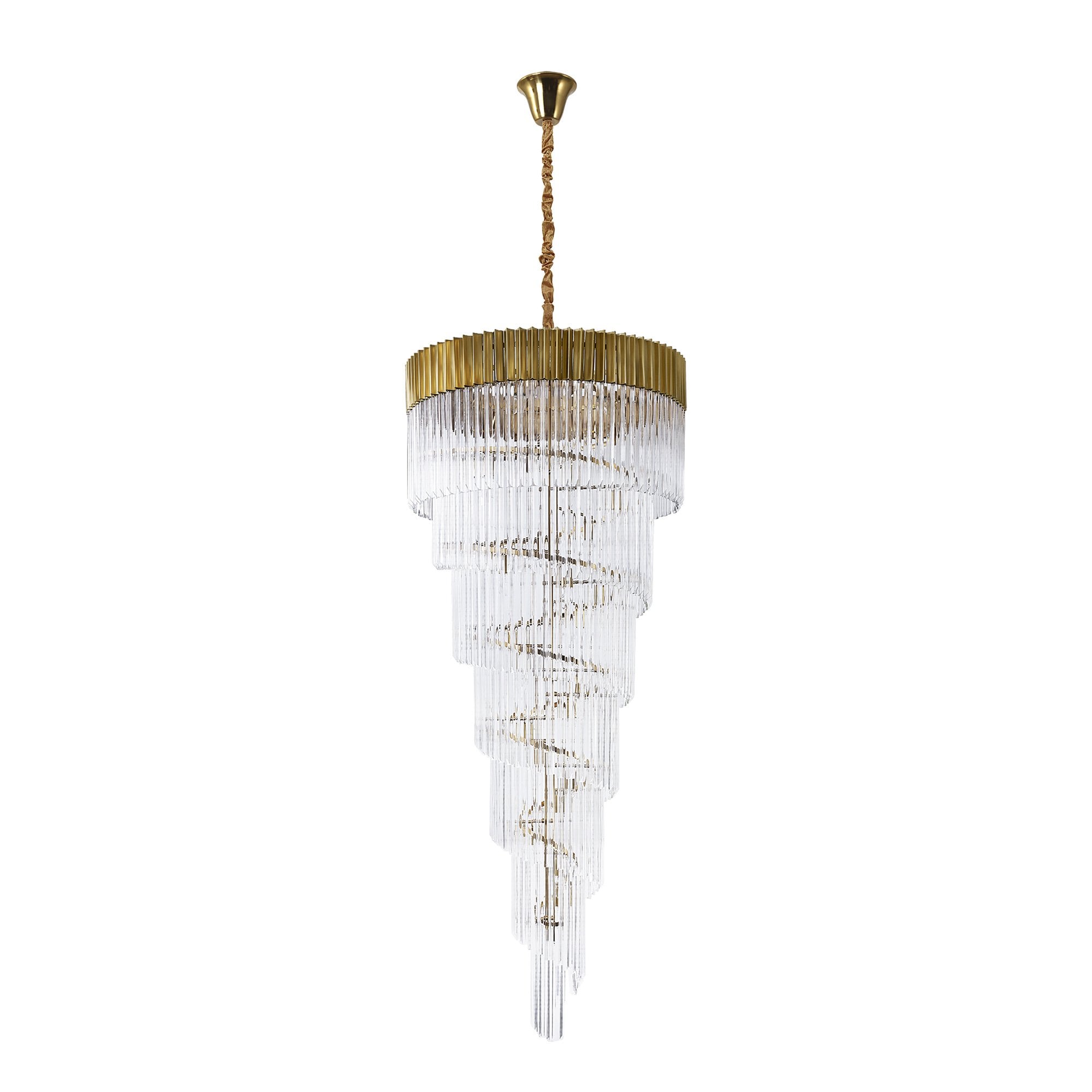 NL82329 Vienna Pendant Round 7 Tier 31 Light Brass/Clear Glass