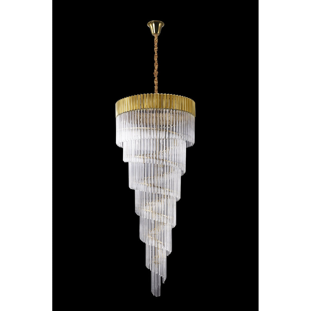 NL82329 Vienna Pendant Round 7 Tier 31 Light Brass/Clear Glass
