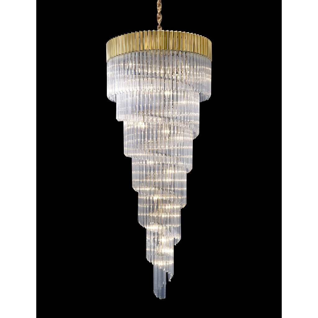 NL82329 Vienna Pendant Round 7 Tier 31 Light Brass/Clear Glass