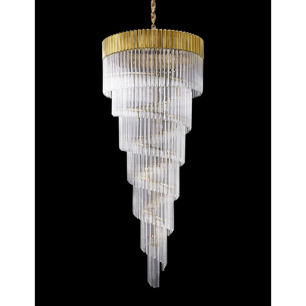 NL82329 Vienna Pendant Round 7 Tier 31 Light Brass/Clear Glass