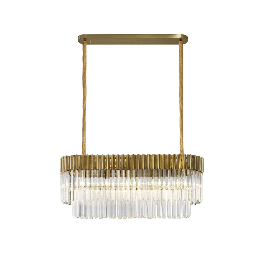 NL82339 Vienna Pendant Rectangle 5 Light Brass/Clear Glass
