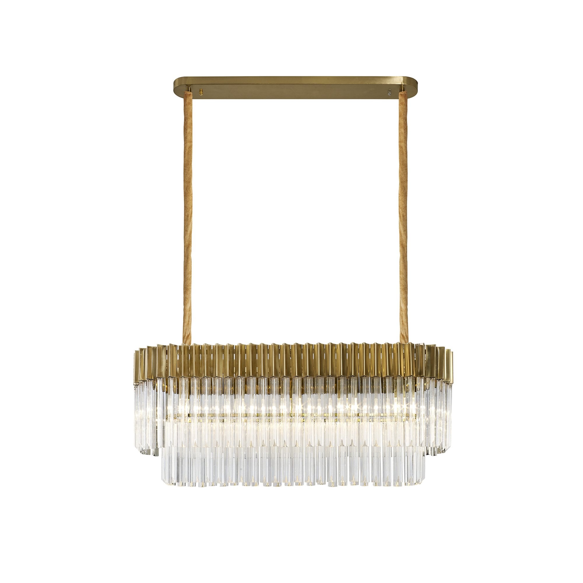 NL82339 Vienna Pendant Rectangle 5 Light Brass/Clear Glass