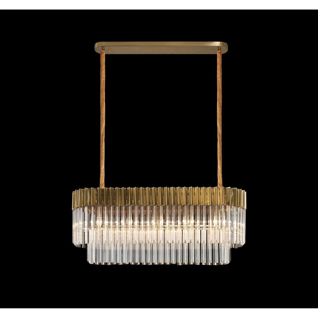 NL82339 Vienna Pendant Rectangle 5 Light Brass/Clear Glass