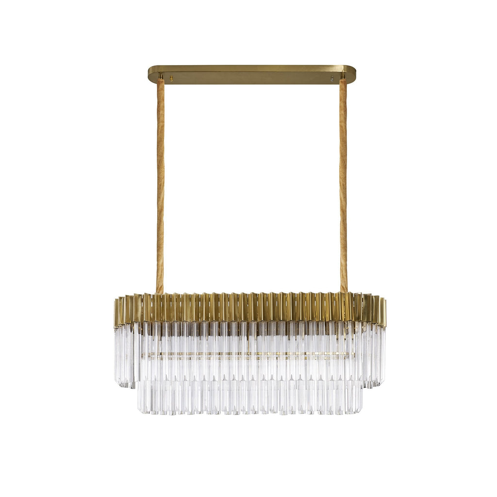 NL82339 Vienna Pendant Rectangle 5 Light Brass/Clear Glass
