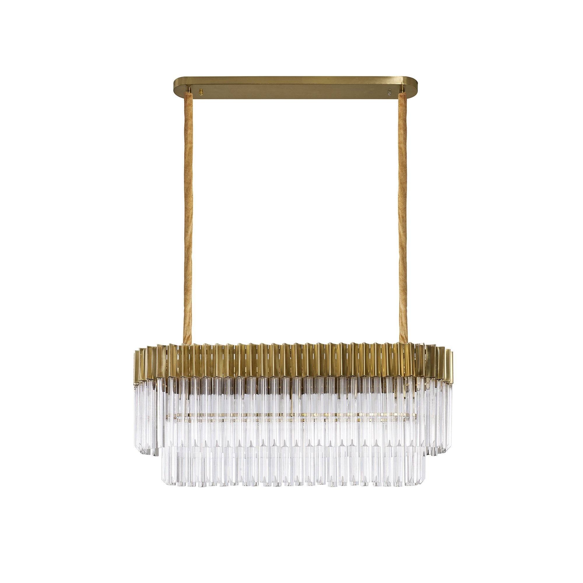 NL82339 Vienna Pendant Rectangle 5 Light Brass/Clear Glass