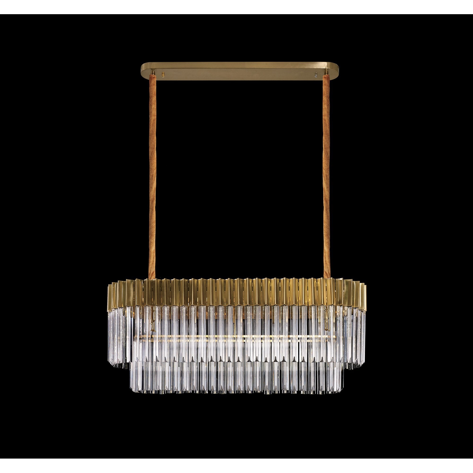 NL82339 Vienna Pendant Rectangle 5 Light Brass/Clear Glass