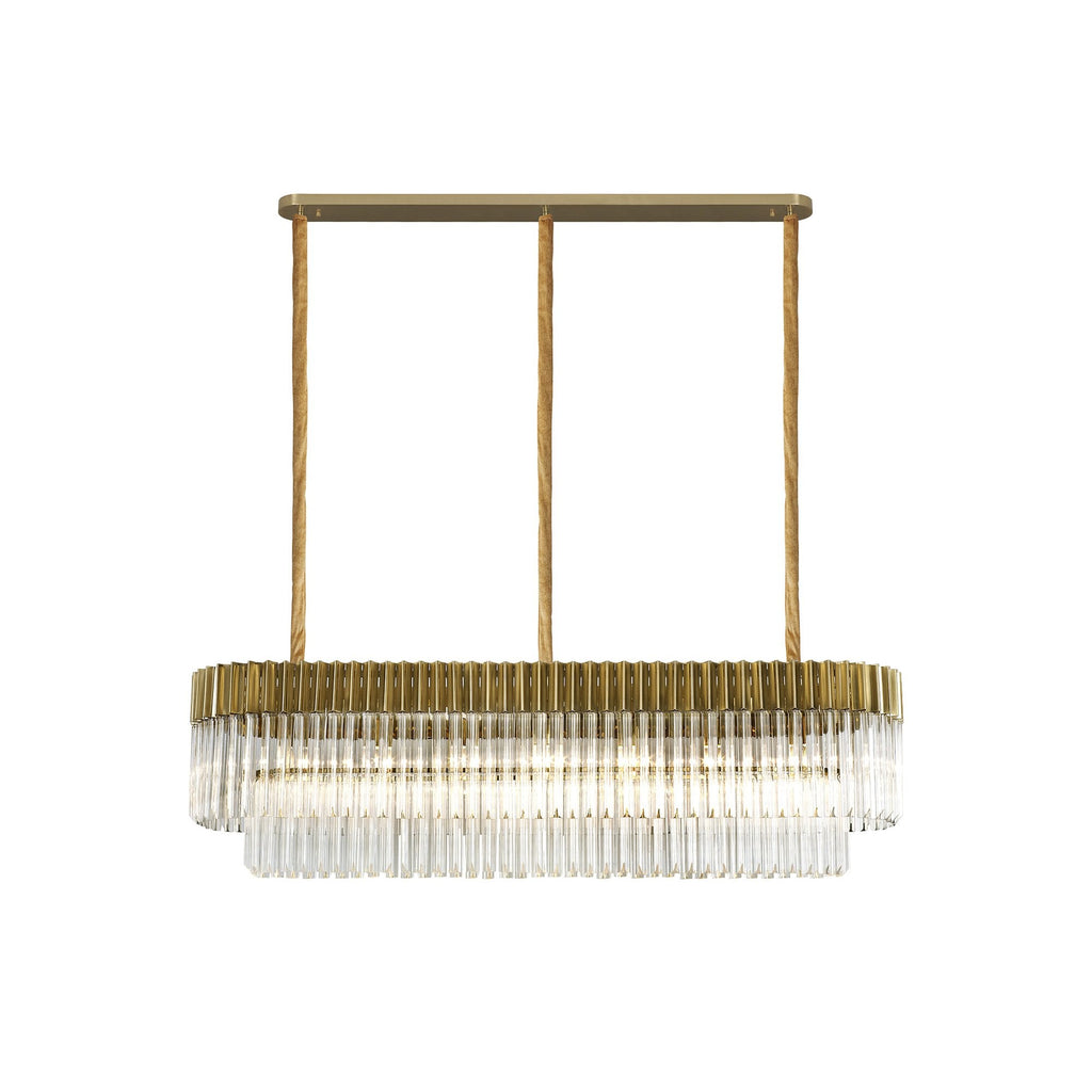NL82349 Vienna Pendant Rectangle 7 Light Brass/Clear Glass