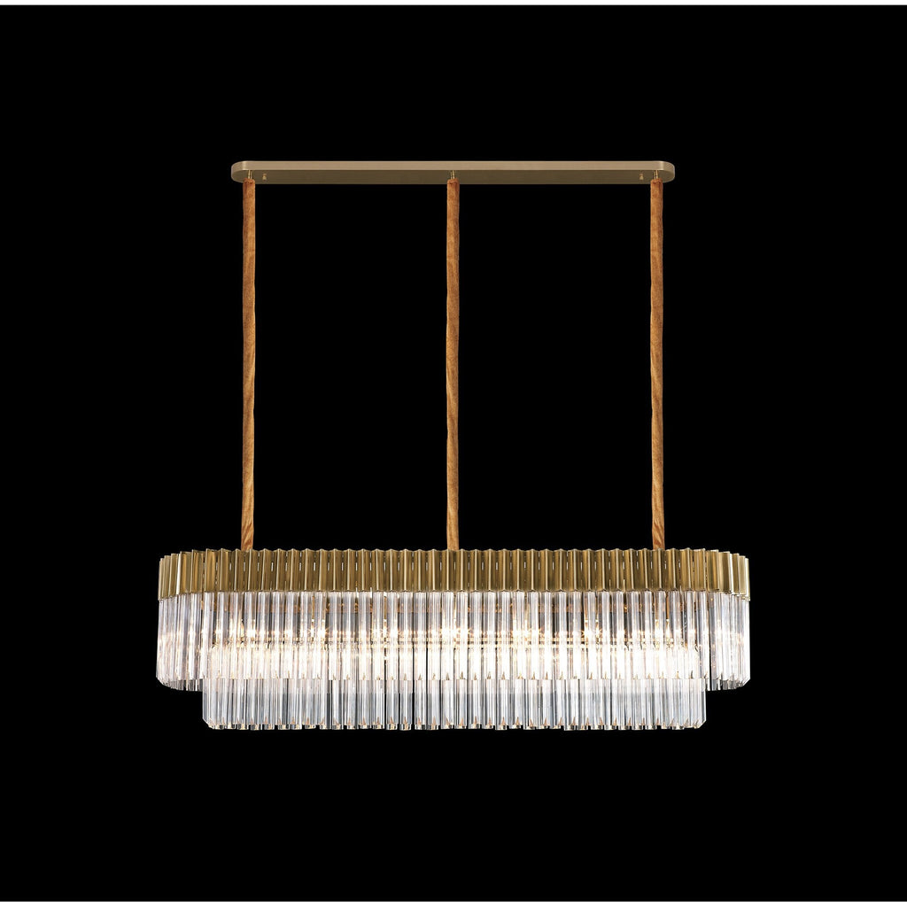 NL82349 Vienna Pendant Rectangle 7 Light Brass/Clear Glass