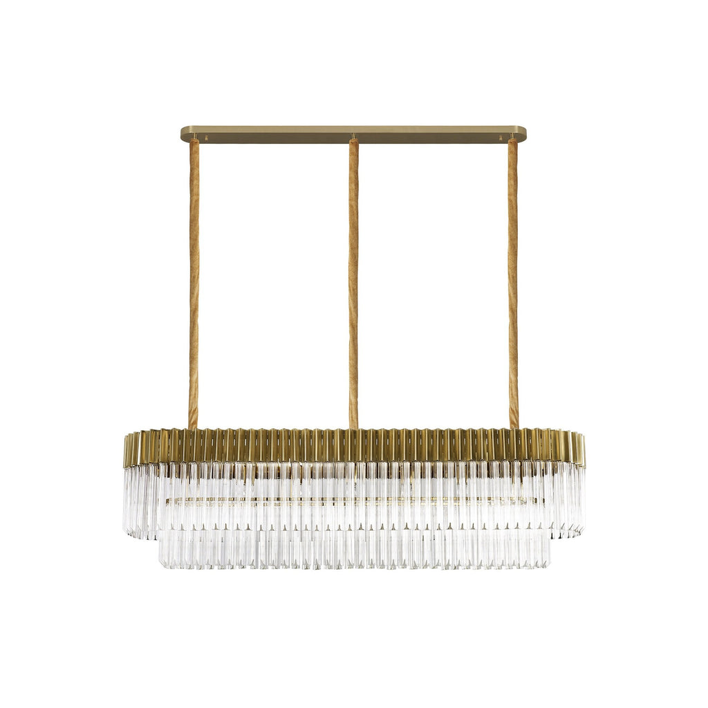 NL82349 Vienna Pendant Rectangle 7 Light Brass/Clear Glass