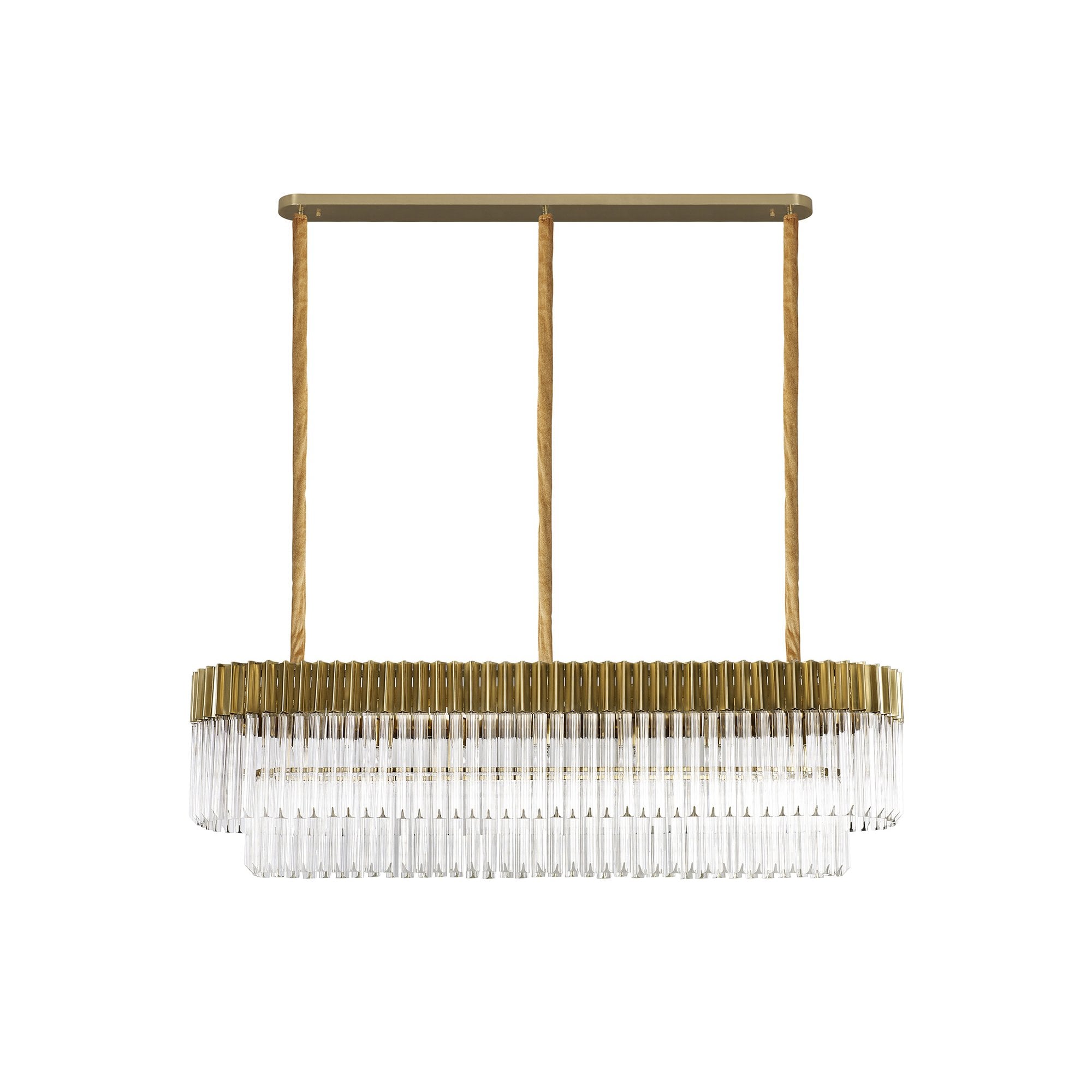 NL82349 Vienna Pendant Rectangle 7 Light Brass/Clear Glass