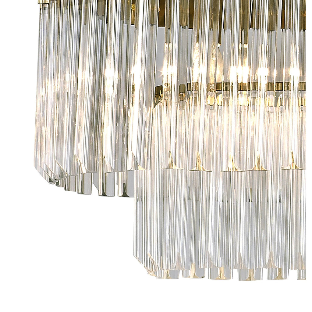 NL82349 Vienna Pendant Rectangle 7 Light Brass/Clear Glass