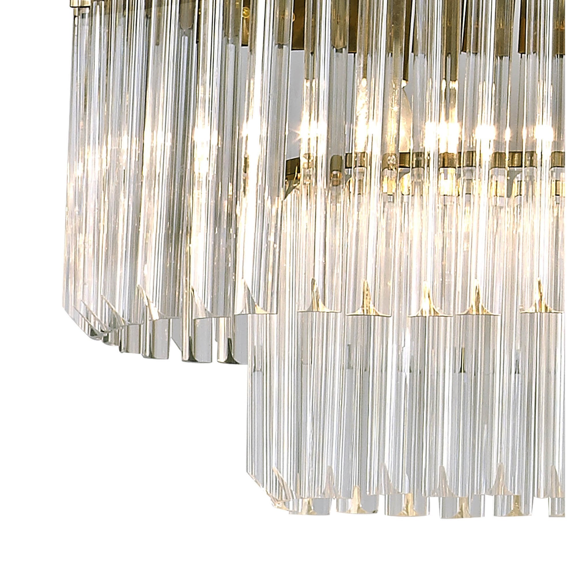 NL82349 Vienna Pendant Rectangle 7 Light Brass/Clear Glass