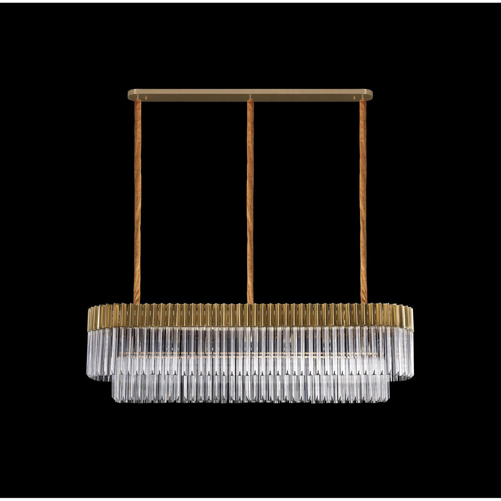 NL82349 Vienna Pendant Rectangle 7 Light Brass/Clear Glass