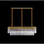 NL82349 Vienna Pendant Rectangle 7 Light Brass/Clear Glass