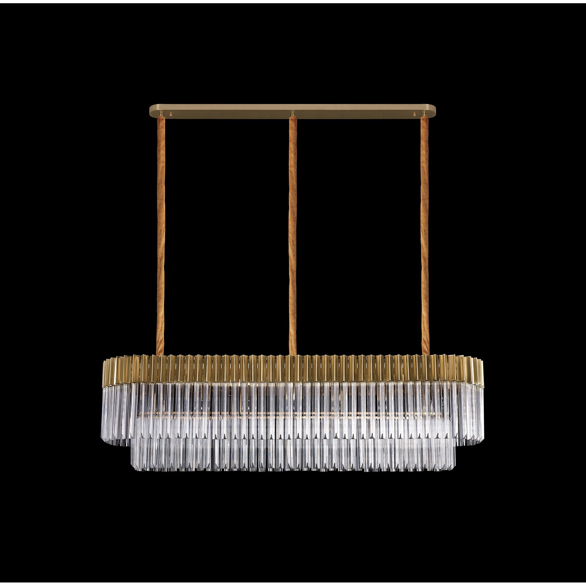 NL82349 Vienna Pendant Rectangle 7 Light Brass/Clear Glass