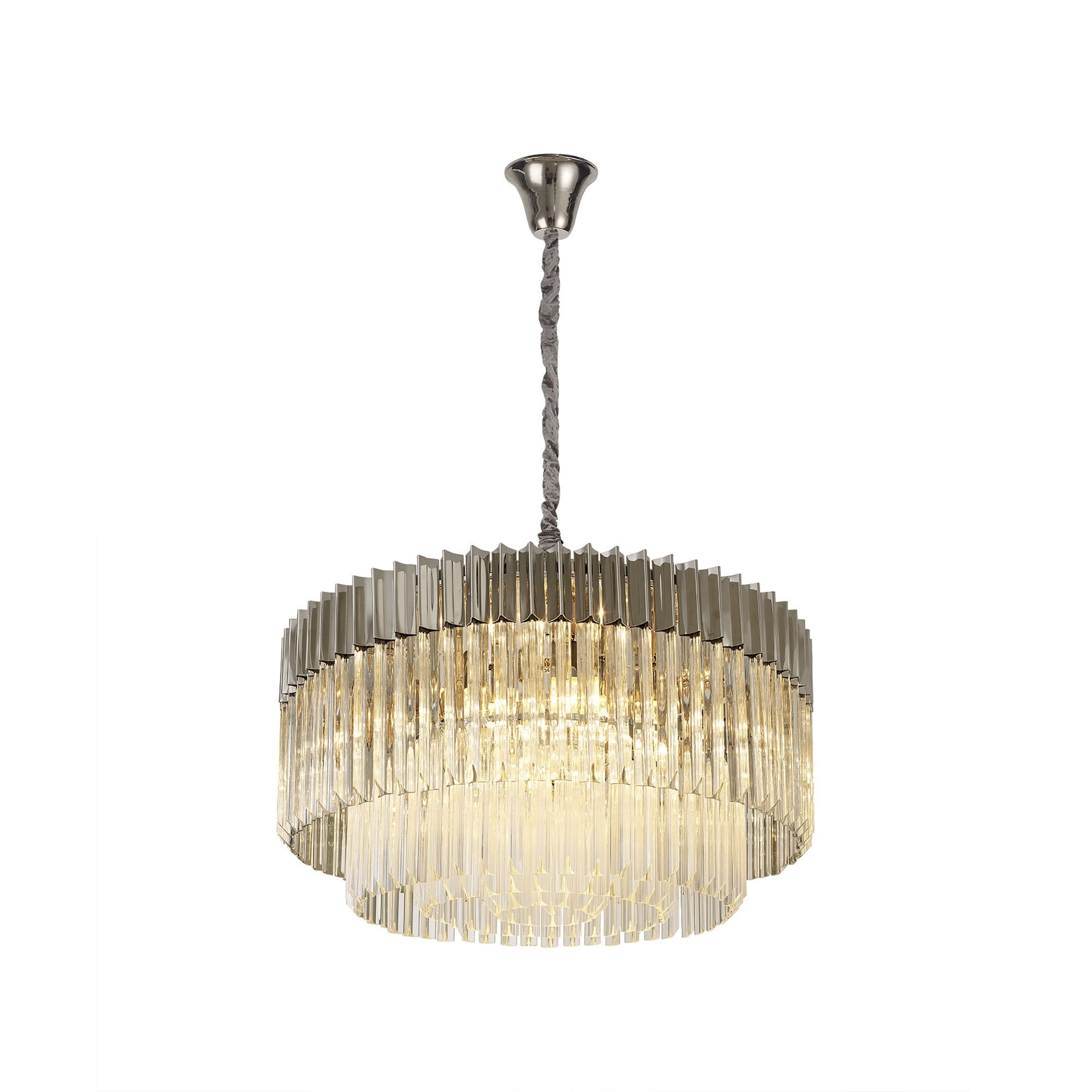 NL82359 Vienna Pendant Round 12 Light Polished Nickel/Clear Glass