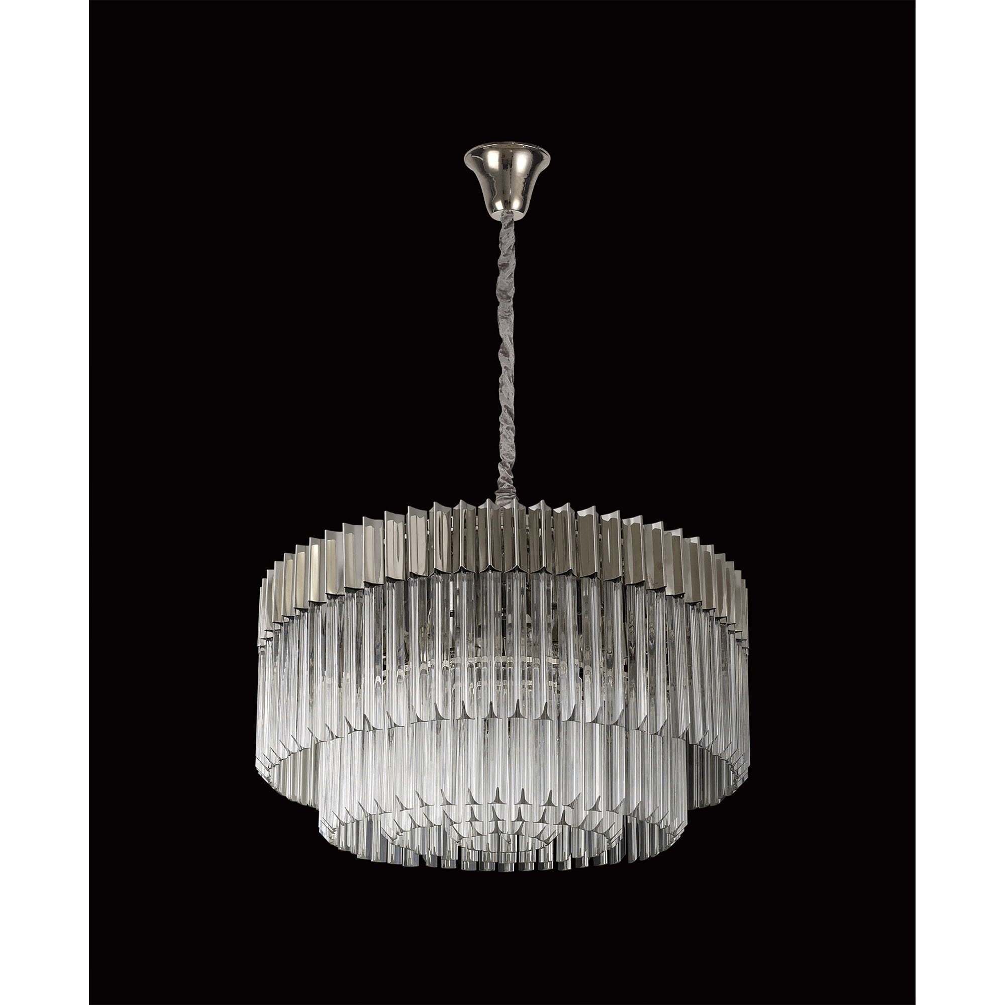 NL82359 Vienna Pendant Round 12 Light Polished Nickel/Clear Glass